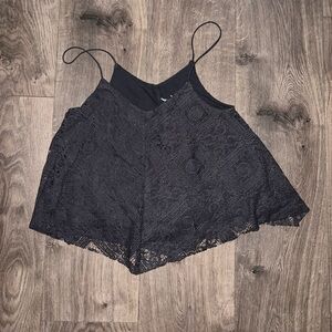 American Eagle Outfitters Charcoal Lace Flowy Tank Top